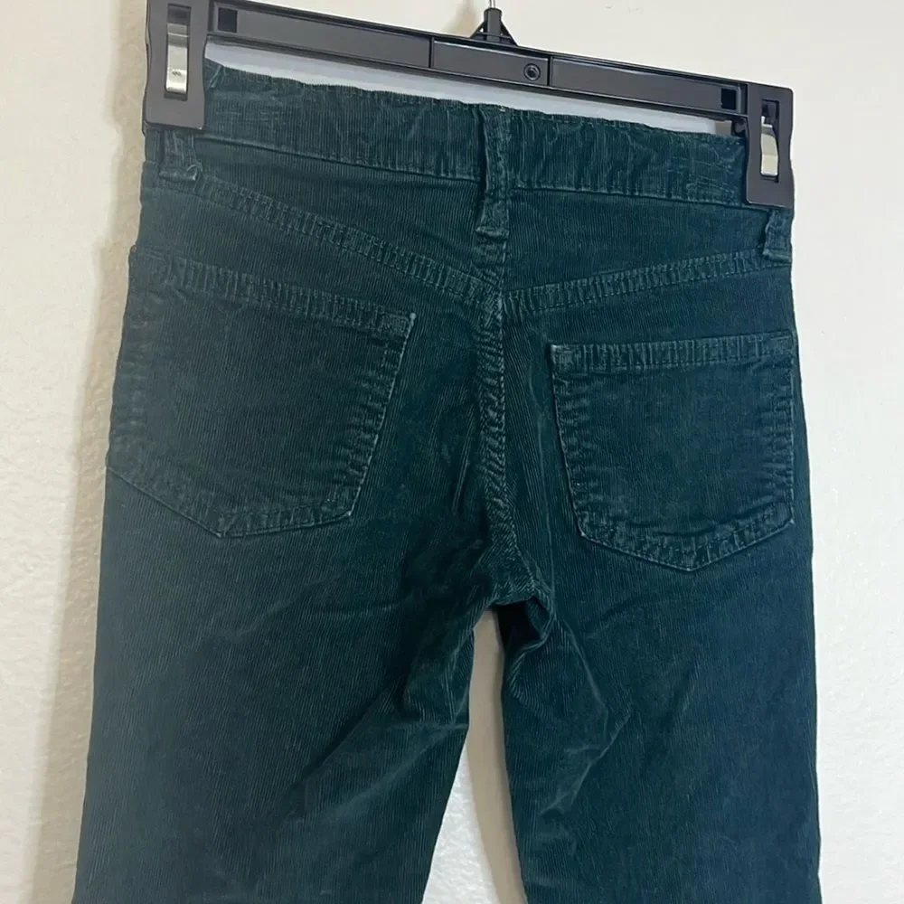 Old Navy High Rise Flare Pants Girls 7 Emerald Green Corduroy Soft Stretch